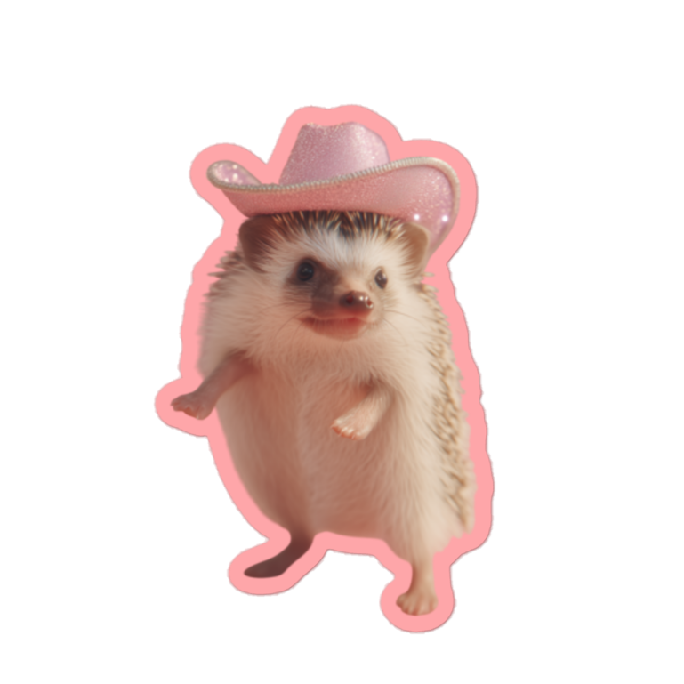 Pink Cowboy Baby Porcupine Sticker